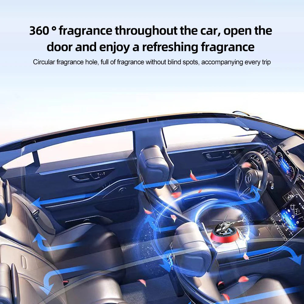 Solar Powered Rotation Helicopter Solar Aromatherapy Car Air Freshener Alloy+ABS Wooden Ornaments Fragrance Auto Aroma Diffuser
