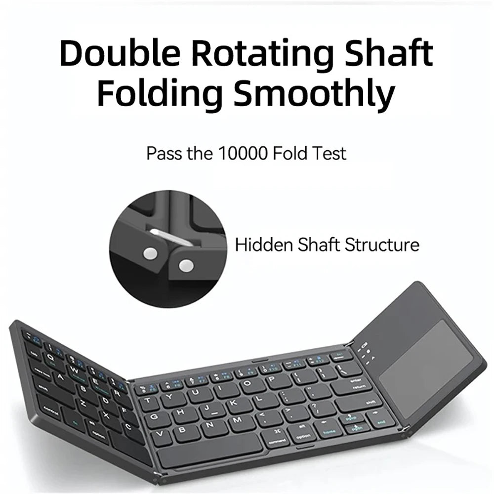 Mini Keyboard Wireless Folding Keyboard Bluetooth Foldable Keyboard With Touchpad for Windows Android iPad Phone Rechargeable